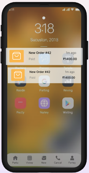 Mobile phone showing store alerts and notifications