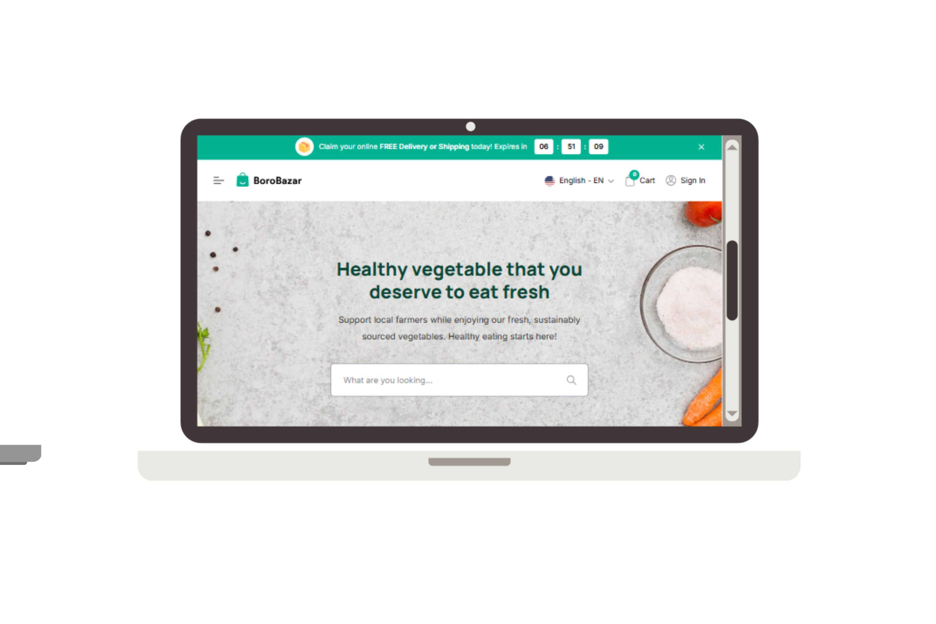 A browser window showing an e-commerce website template.